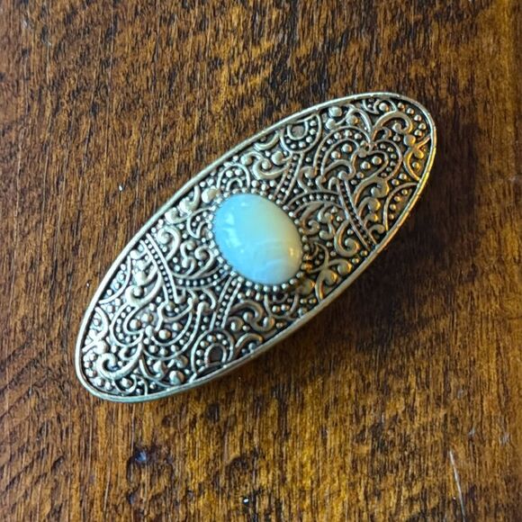 Jeweled French Barrette Set – Simulated Gemstone Inlay: Turquoise, Coral & Opal main image 4